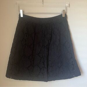 Ann Taylor LOFT Black Lace 100% Cotton Skirt Size 0 Petite